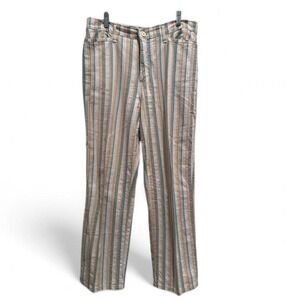 FDJ French Dressing Jeans‎ Blue Beige Striped Cotton Pants Sz 12 Petite